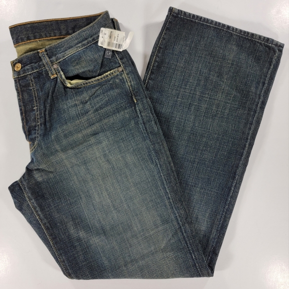 7 For All Mankind Other - NEW 7 For All Mankind Men Jeans 34x34 Blue Straight Baggy Button Fly Y2K Relaxed